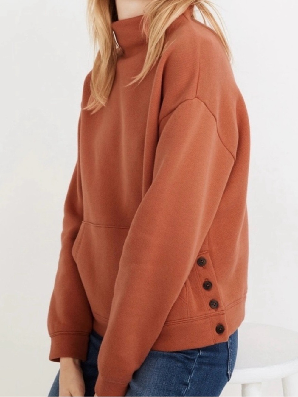 Madewell MWL Betterterry
Mockneck Side-Button
Sweatshirt Women's M Rust